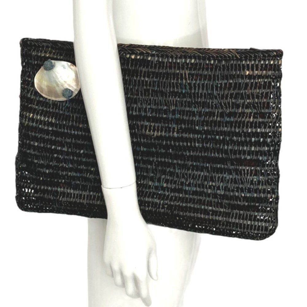 Vintage 70s Mister Ernest‎ Woven Clutch hand bag - straw or rattan